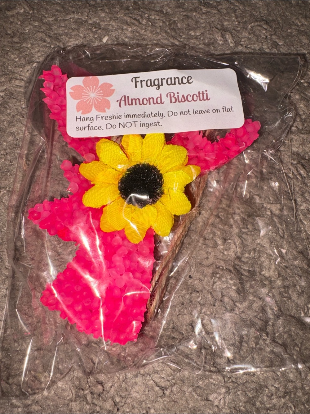 Almond Biscotti Fragrance Freshie with Yellow Sunflower